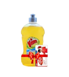 Vim Dishwash Yellow 500ML With Free Lifebuoy